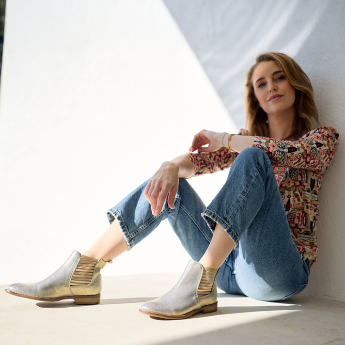 boots Laure toile jean enduit or