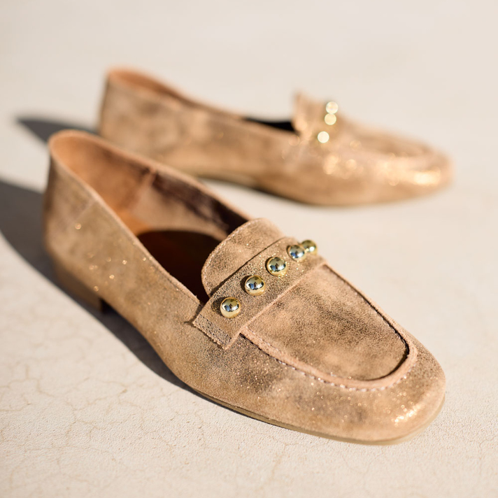 mocassins amanda nubuck taupe irisé