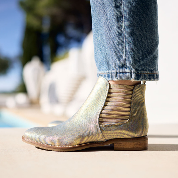 boots Laure toile jean enduit or