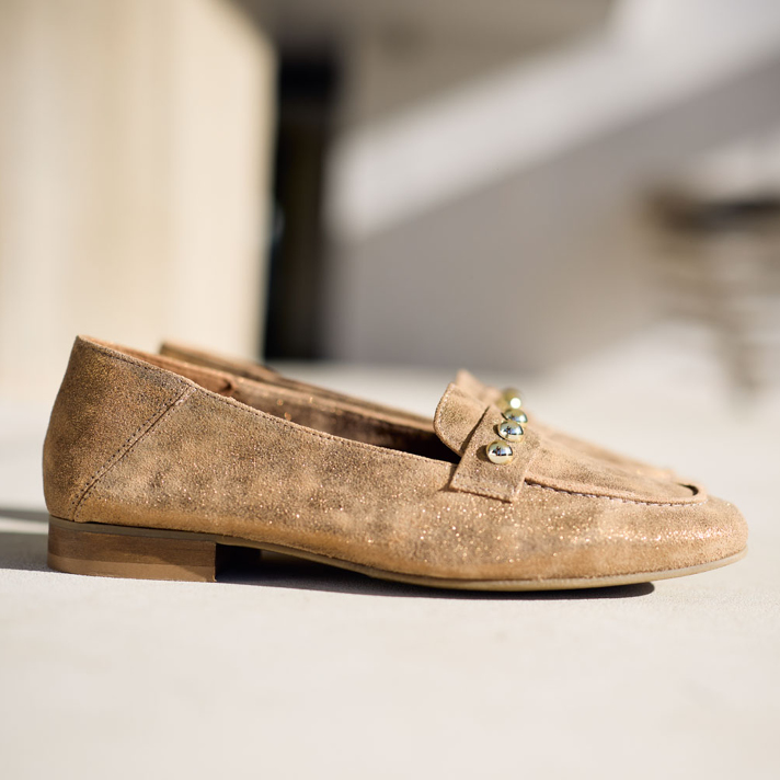mocassins amanda nubuck taupe irisé