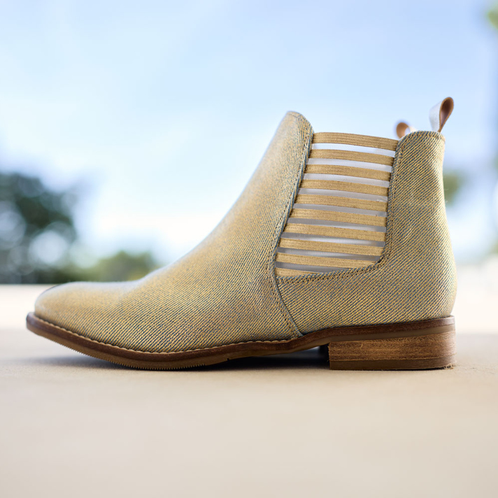 boots Laure toile jean enduit or