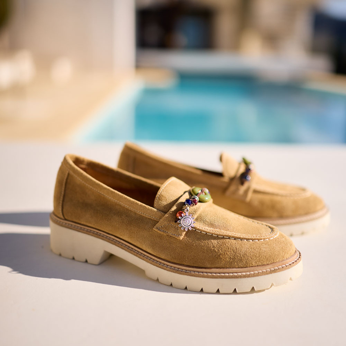 mocassins Angèle nubuck camel