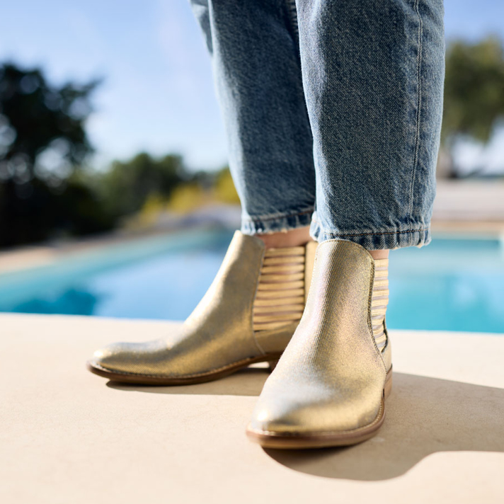 boots Laure toile jean enduit or