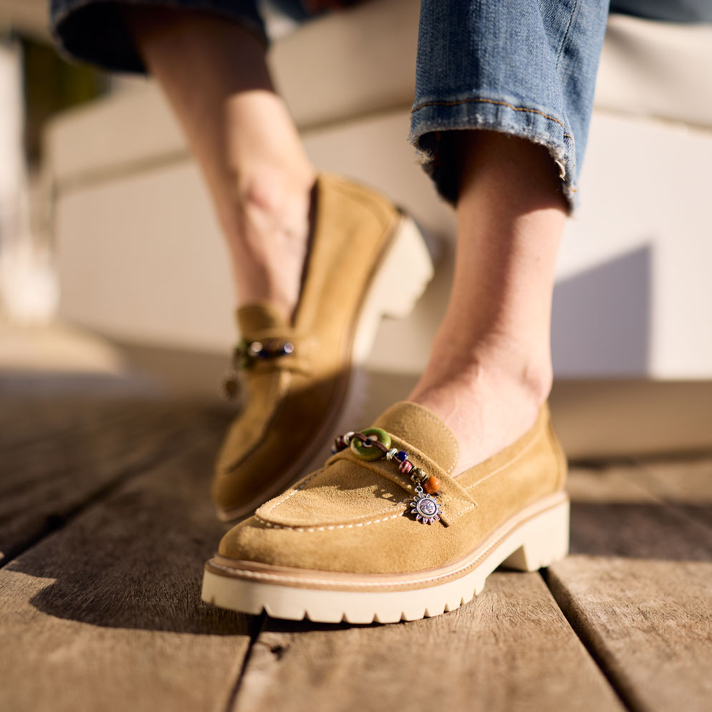 mocassins Angèle nubuck camel