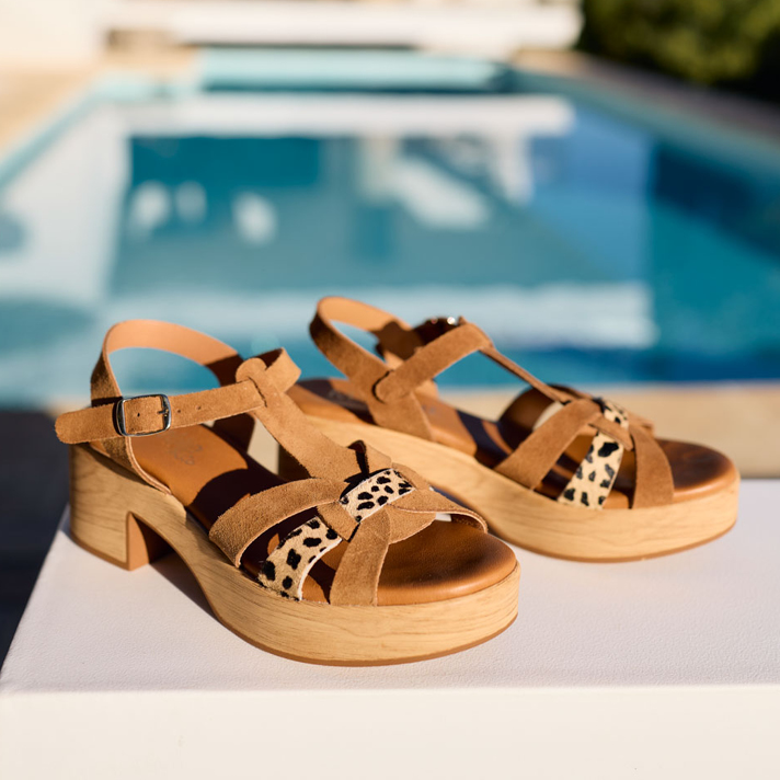 Sandales Salomé nubuck camel