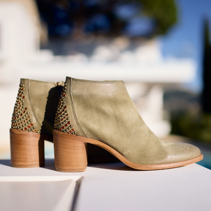boots Marianne nubuck kaki et strass