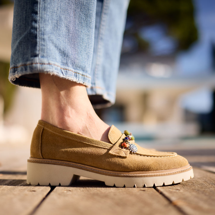 mocassins Angèle nubuck camel