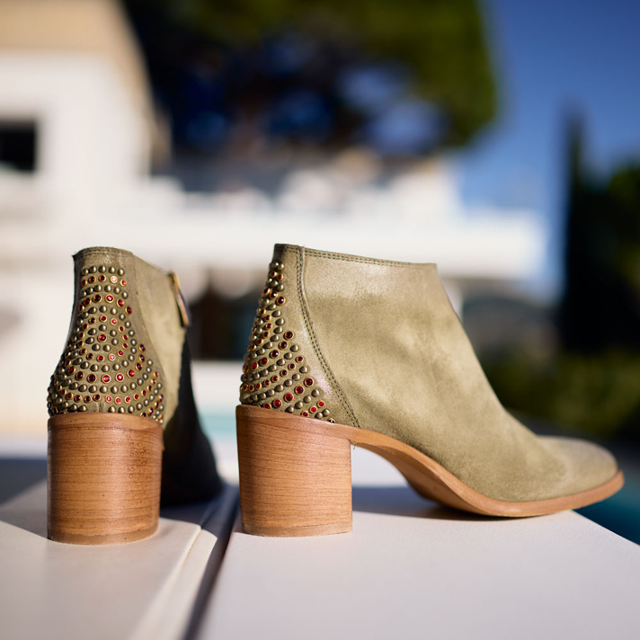 boots Marianne nubuck kaki et strass