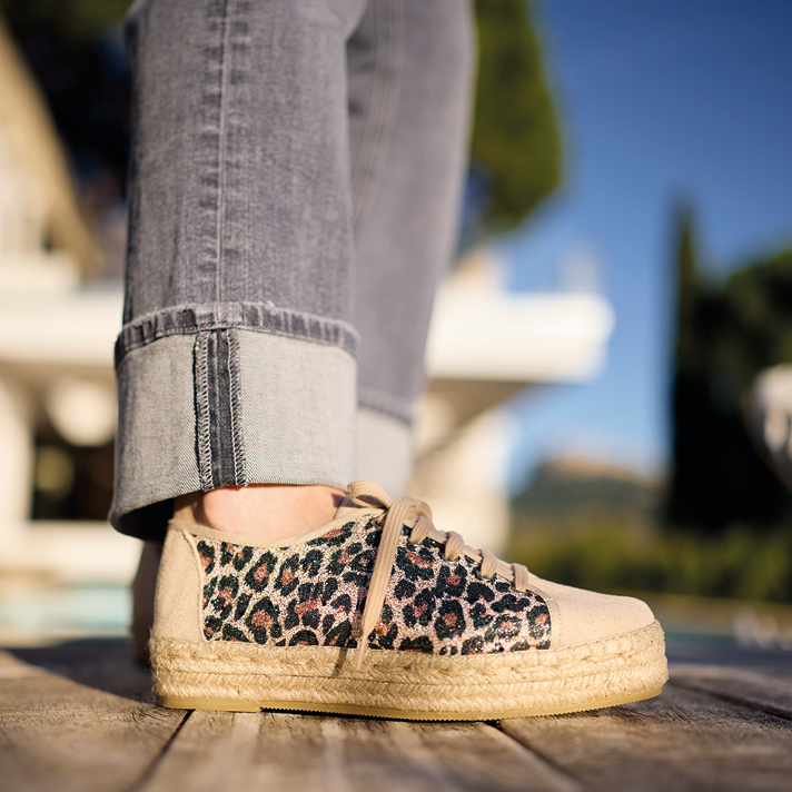 baskets espadrilles Rihana léop glitter