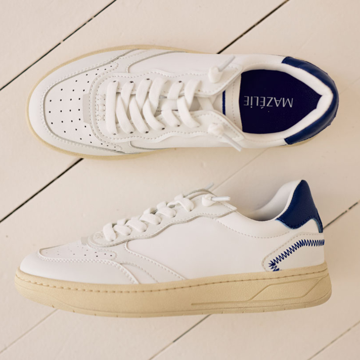baskets Basile cuir blanc