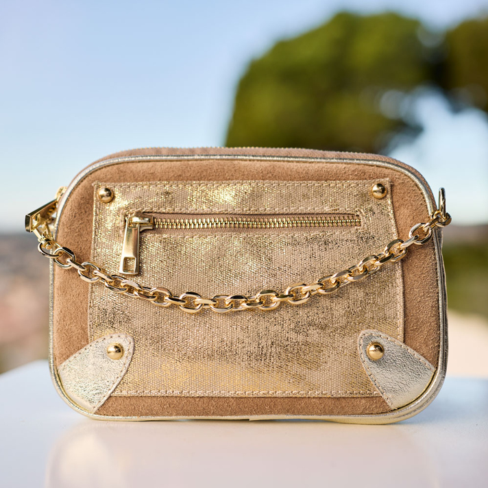 sac colette cuir irisé et nubuck