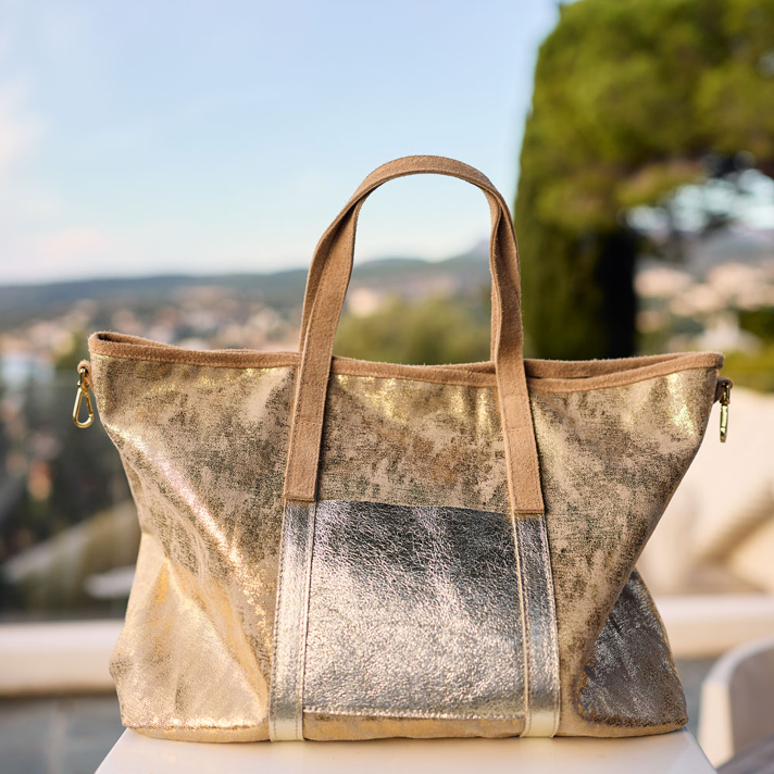 sac simone toile et cuir irisé
