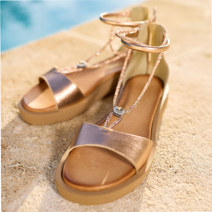 Sandales Aline cuir irisé rosé