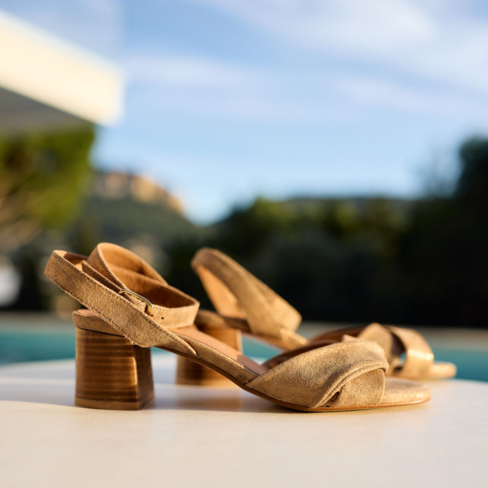 sandales Livia nubuck taupe irisé