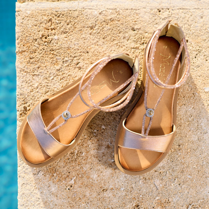 Sandales Aline cuir irisé rosé