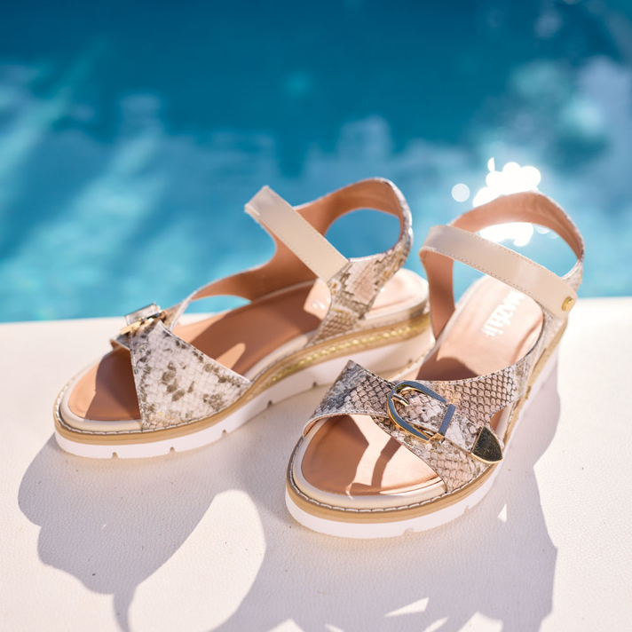Sandales Elsa cuir imprimé python
