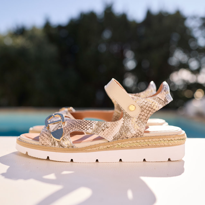 Sandales Elsa cuir imprimé python