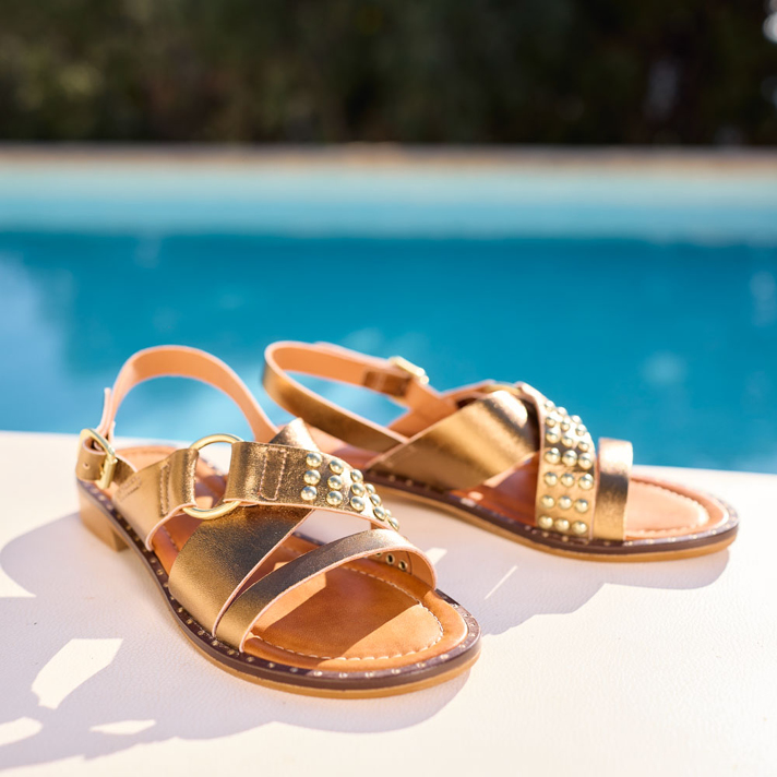 Sandales Esmée cuir irisé bronze