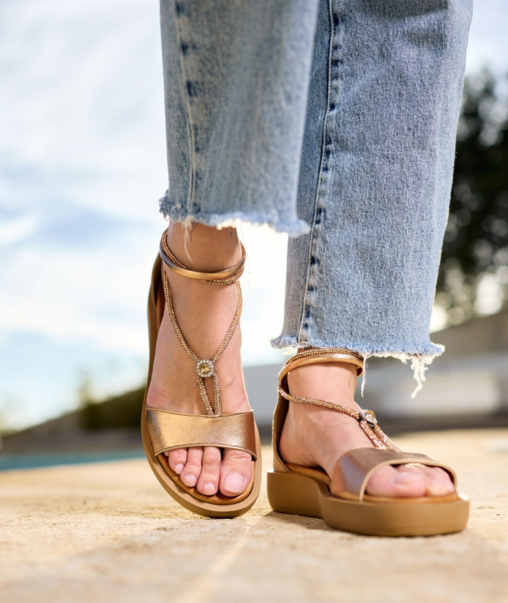 Sandales Aline cuir irisé rosé