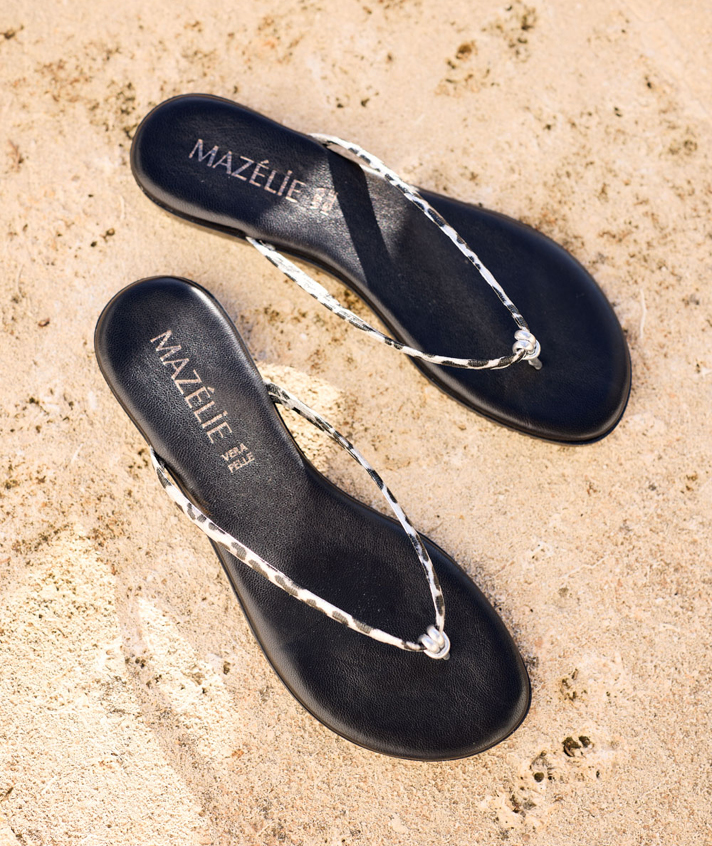 tongs Sandy cuir noir brides léop
