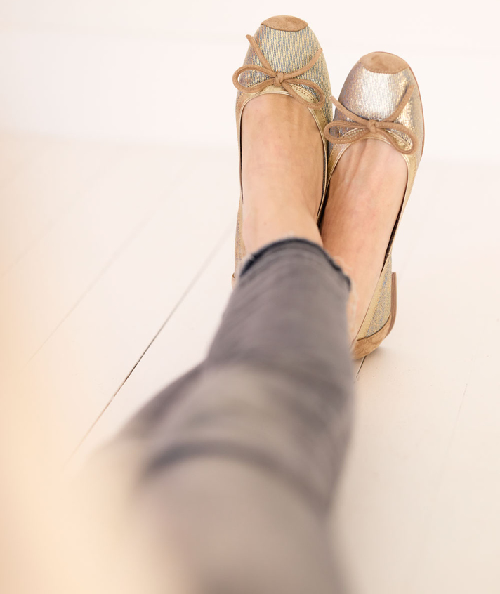 ballerines Mégane toile jean enduit or