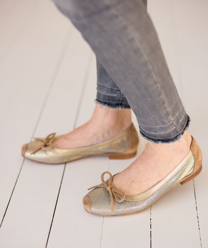 ballerines Mégane toile jean enduit or